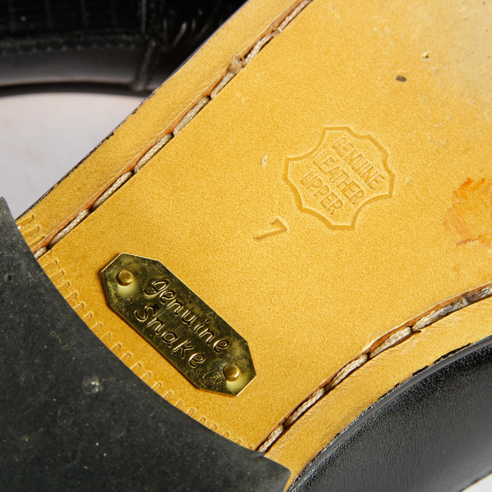 Two Pairs of Stacey Adams Snakeskin Loafers