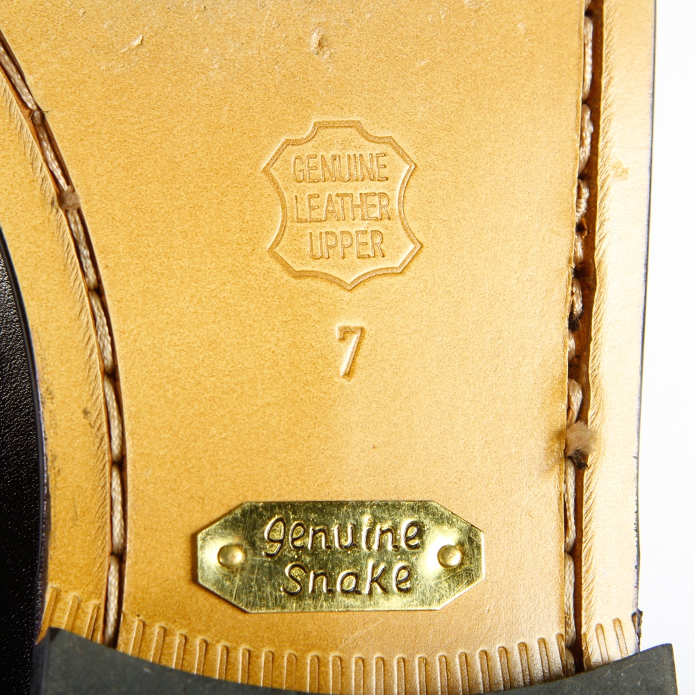 Two Pairs of Stacey Adams Snakeskin Loafers