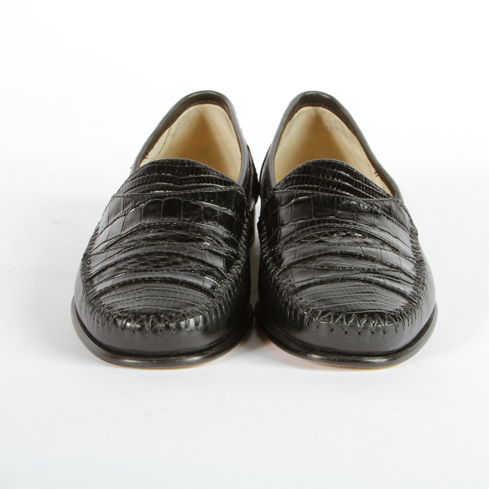 Two Pairs of Stacey Adams Snakeskin Loafers