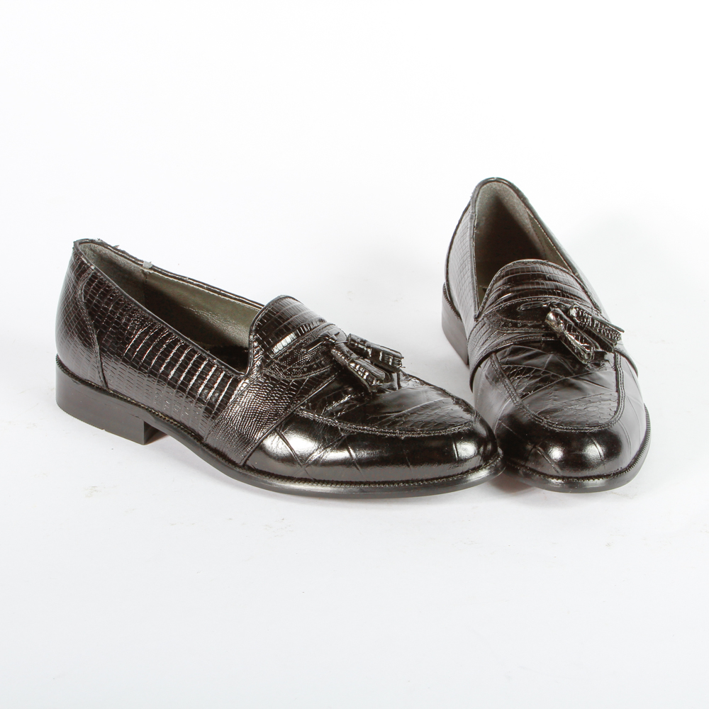 Two Pairs of Stacey Adams Snakeskin Loafers
