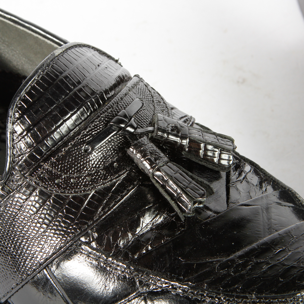 Two Pairs of Stacey Adams Snakeskin Loafers