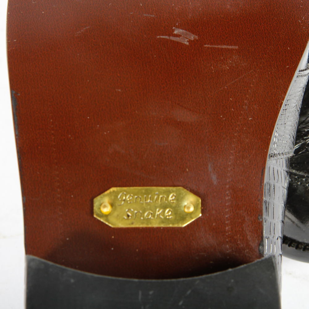 Two Pairs of Stacey Adams Snakeskin Loafers