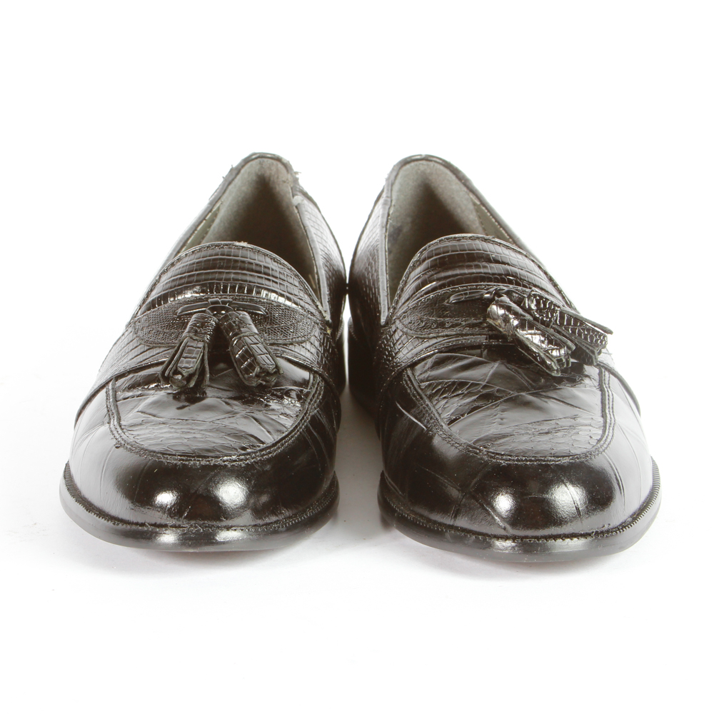 Two Pairs of Stacey Adams Snakeskin Loafers