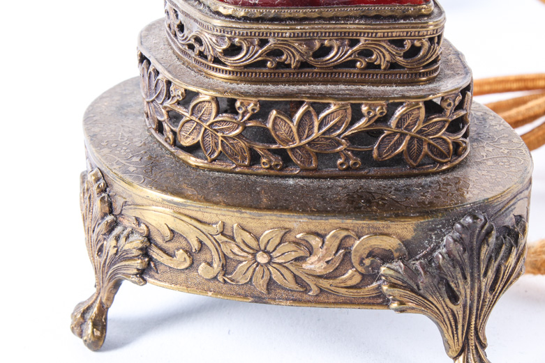 Vintage Chinese Carved Chalcedony and Nephrite Jade Table  Lamp