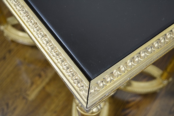 Louis XVI Style Pietra Dura Bird Gilt Wood Side Table, Circa 1920s