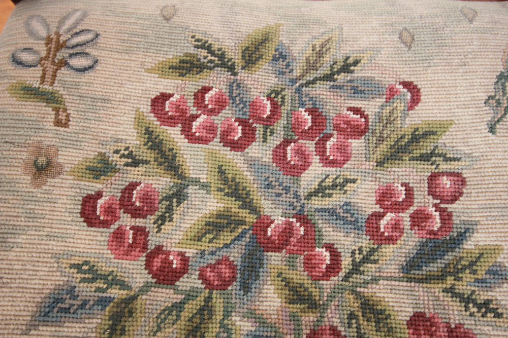 Vintage Chippendale Style Ribbon-Back Dining Chairs with Needlepoint Seats