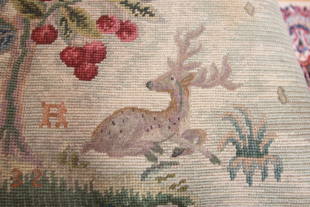 Vintage Chippendale Style Ribbon-Back Dining Chairs with Needlepoint Seats