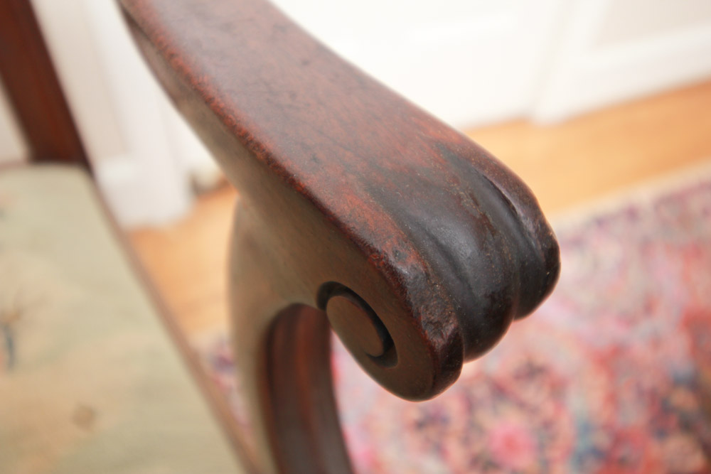 Vintage Chippendale Style Ribbon-Back Dining Chairs with Needlepoint Seats