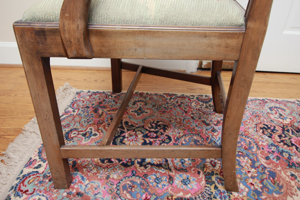 Vintage Chippendale Style Ribbon-Back Dining Chairs with Needlepoint Seats