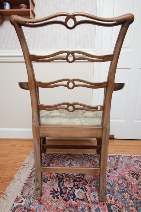 Vintage Chippendale Style Ribbon-Back Dining Chairs with Needlepoint Seats