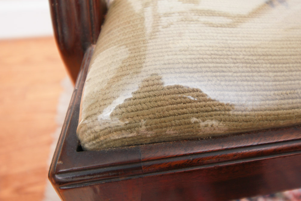 Vintage Chippendale Style Ribbon-Back Dining Chairs with Needlepoint Seats