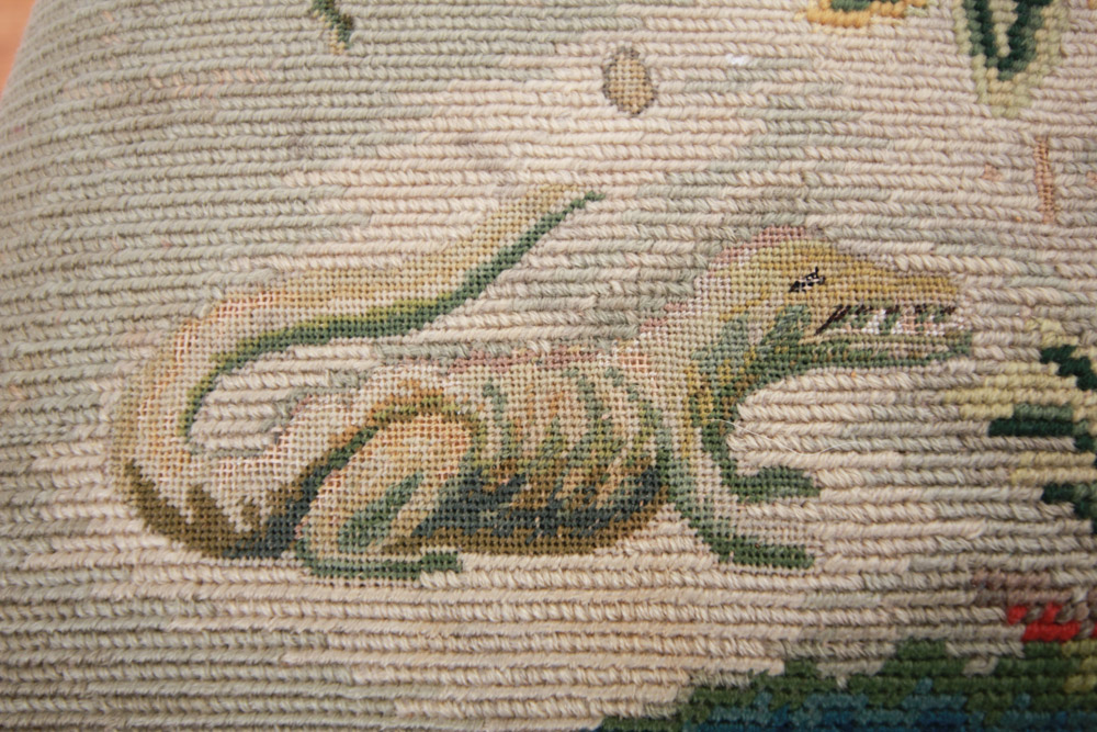 Vintage Chippendale Style Ribbon-Back Dining Chairs with Needlepoint Seats