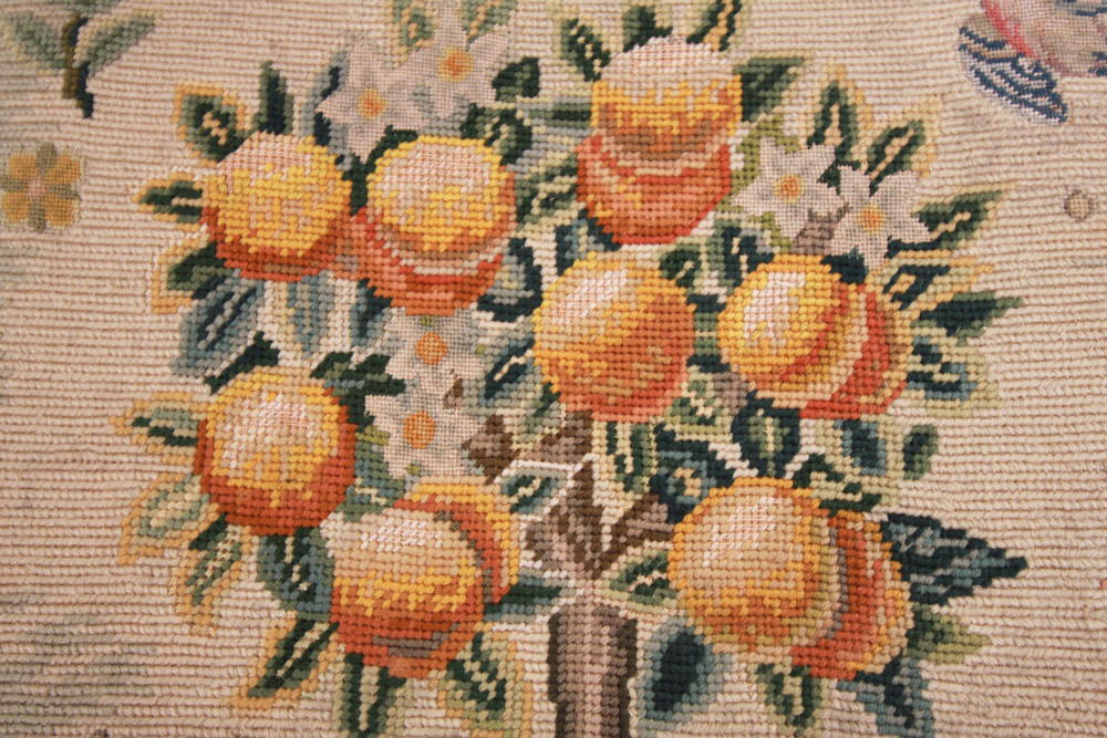 Vintage Chippendale Style Ribbon-Back Dining Chairs with Needlepoint Seats