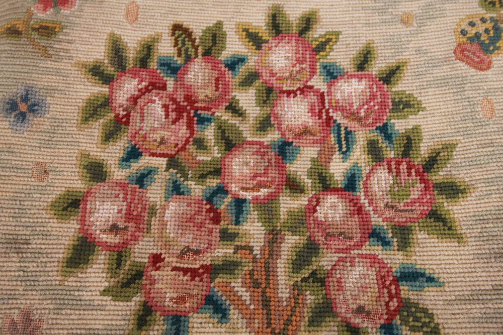 Vintage Chippendale Style Ribbon-Back Dining Chairs with Needlepoint Seats