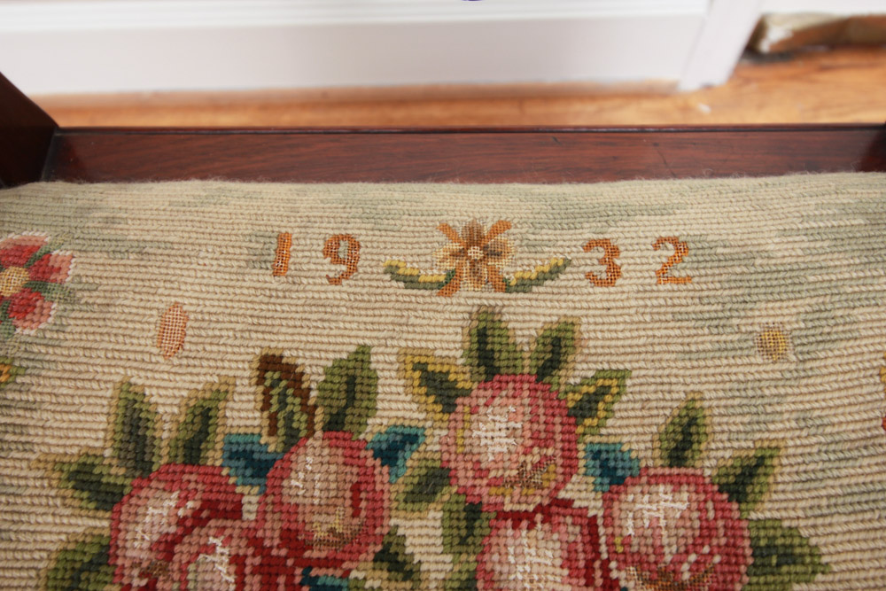 Vintage Chippendale Style Ribbon-Back Dining Chairs with Needlepoint Seats