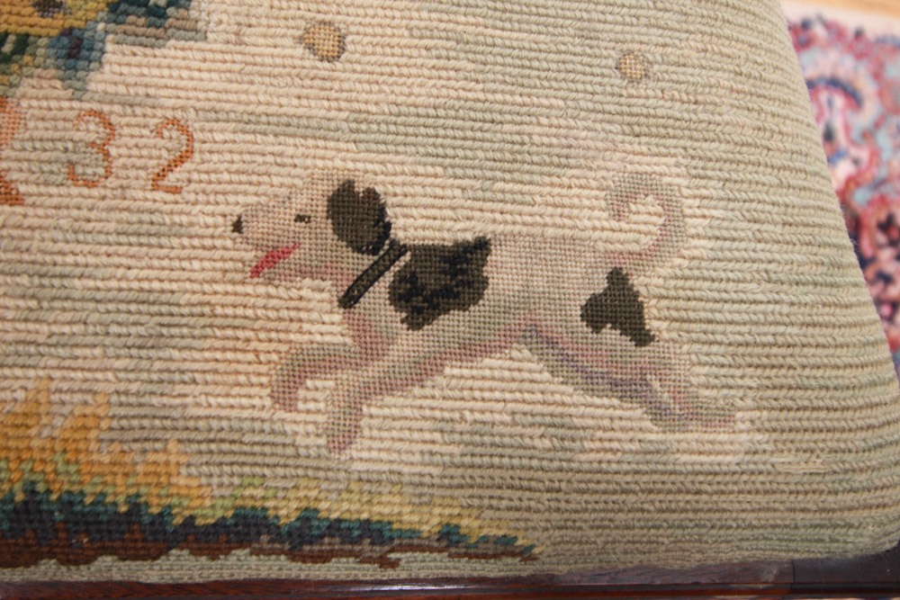 Vintage Chippendale Style Ribbon-Back Dining Chairs with Needlepoint Seats