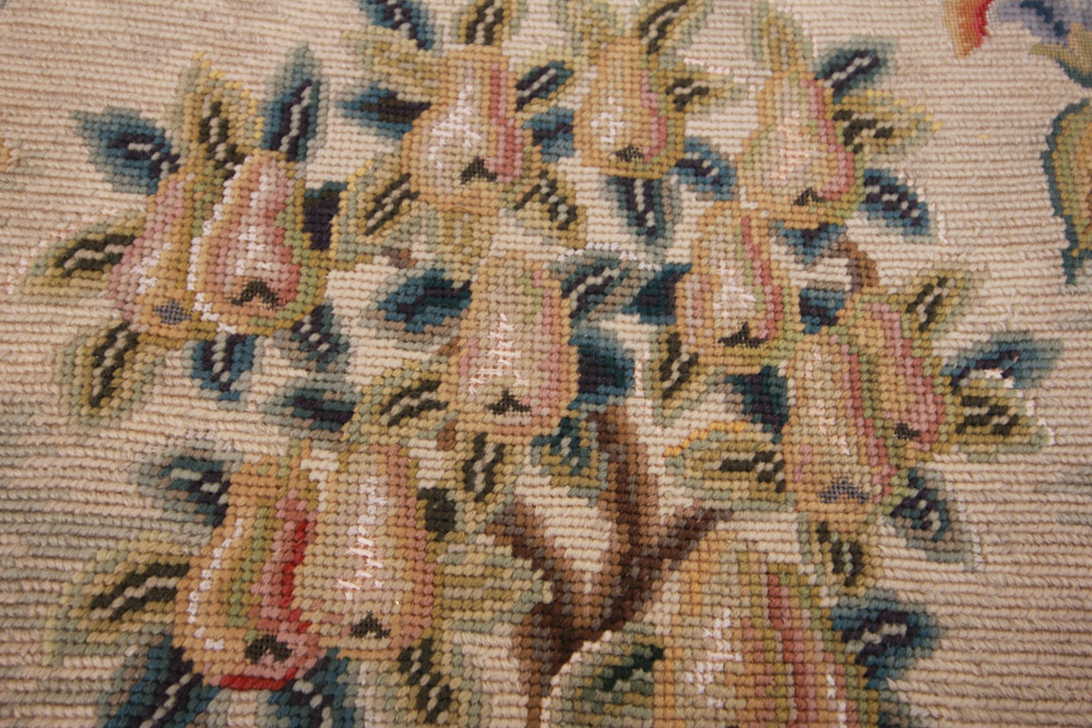 Vintage Chippendale Style Ribbon-Back Dining Chairs with Needlepoint Seats