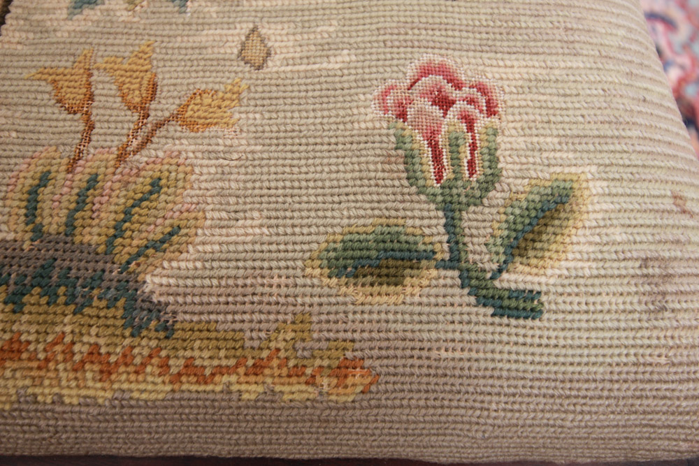 Vintage Chippendale Style Ribbon-Back Dining Chairs with Needlepoint Seats