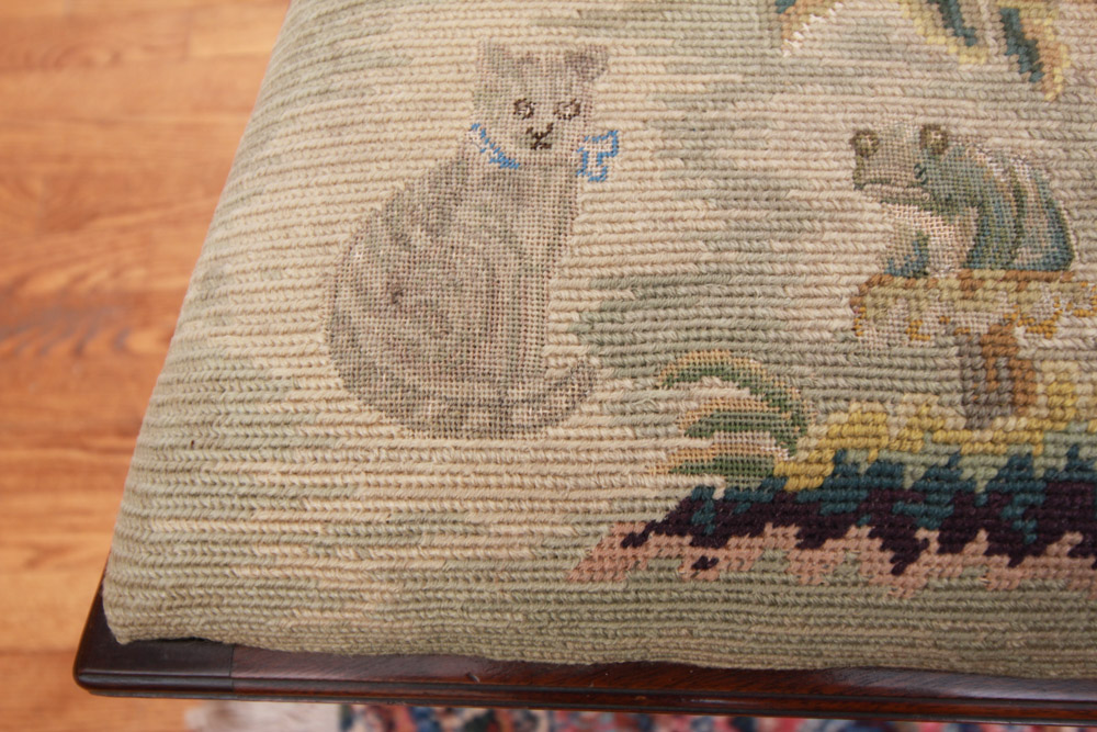 Vintage Chippendale Style Ribbon-Back Dining Chairs with Needlepoint Seats