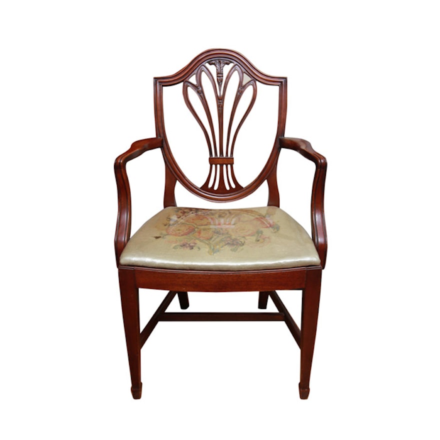 Vintage Hepplewhite Style Shield-Back Armchair