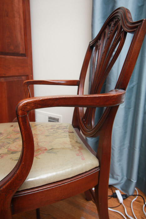 Vintage Hepplewhite Style Shield-Back Armchair