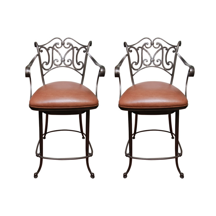 Pair of French Inspired Metal Bar Stools