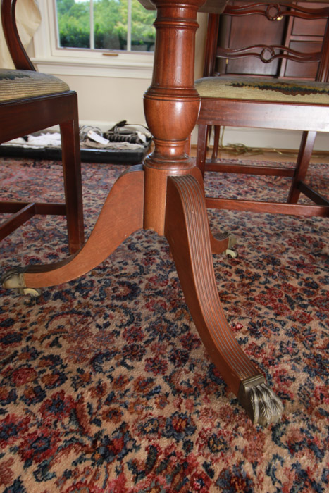 Vintage Federal Style Triple-Pedestal Dining Table by Westing, Evans, & Egmore