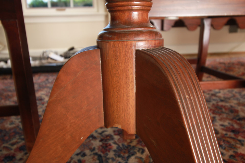 Vintage Federal Style Triple-Pedestal Dining Table by Westing, Evans, & Egmore