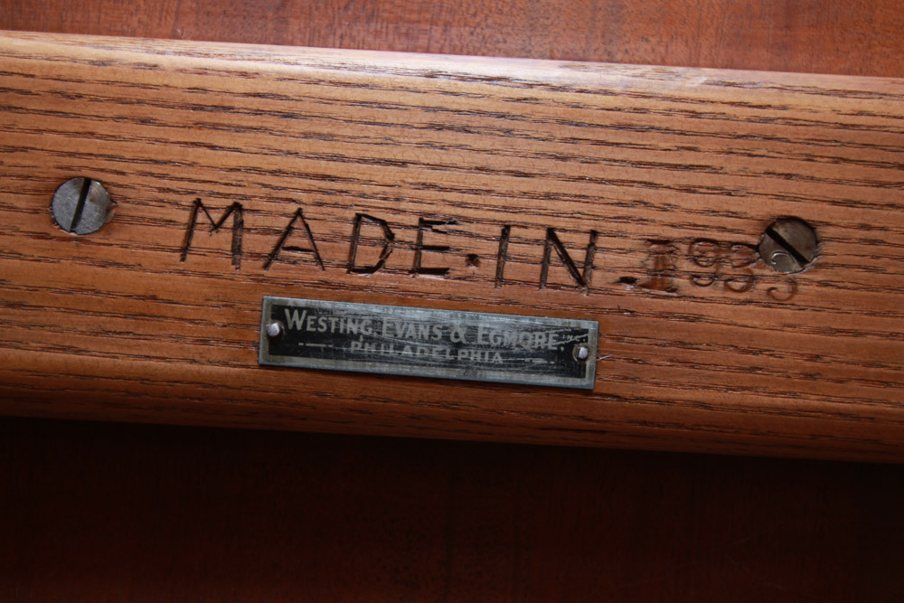 Vintage Federal Style Triple-Pedestal Dining Table by Westing, Evans, & Egmore