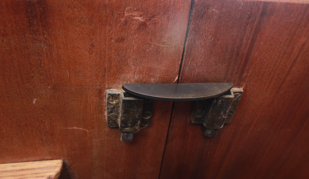 Vintage Federal Style Triple-Pedestal Dining Table by Westing, Evans, & Egmore