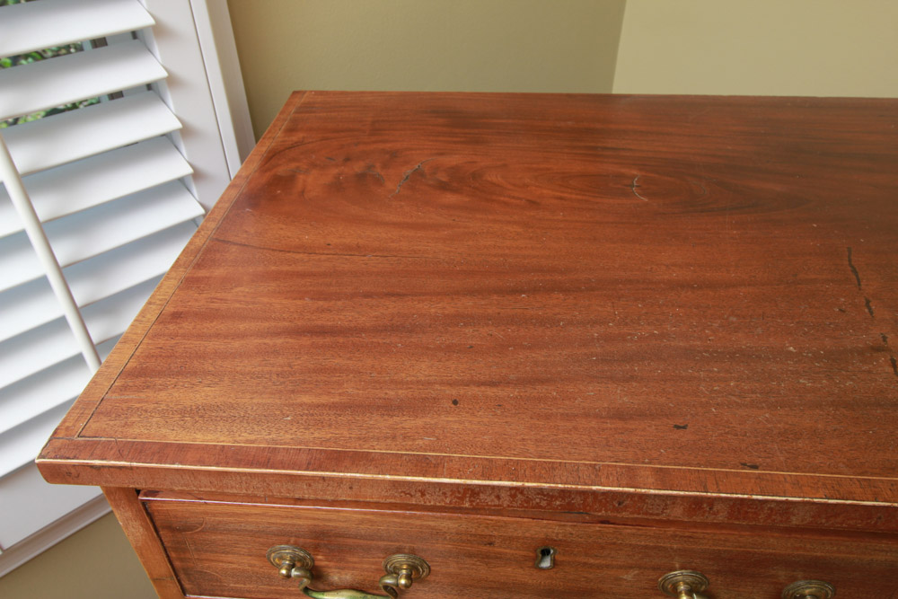 Antique Walnut Six-Drawer Chest with Inlay