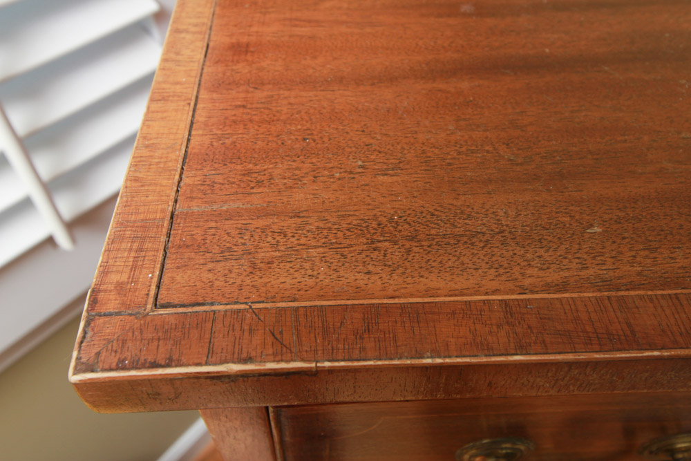Antique Walnut Six-Drawer Chest with Inlay