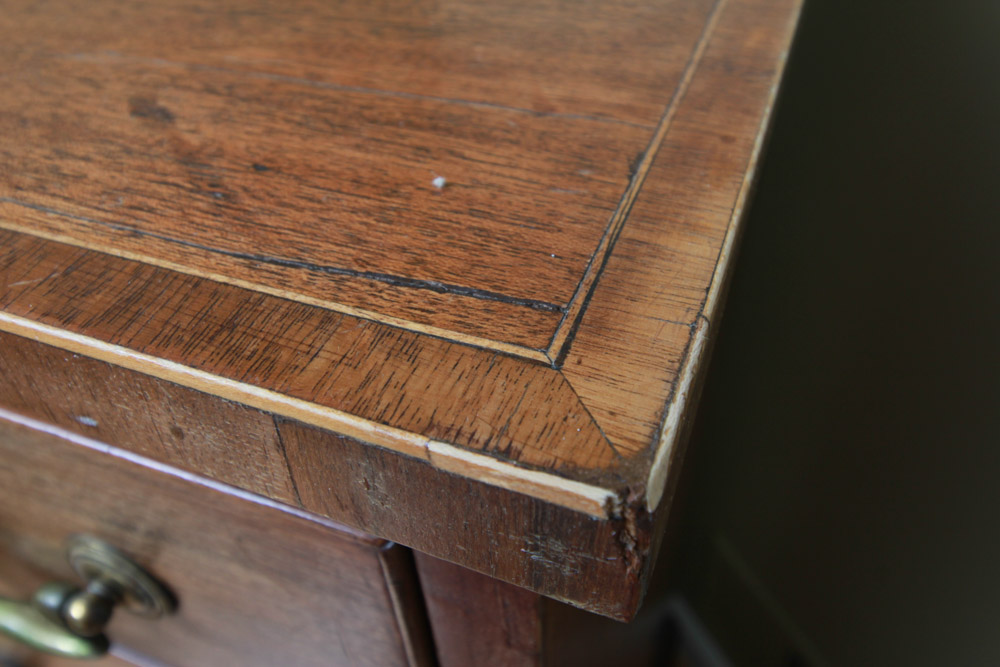 Antique Walnut Six-Drawer Chest with Inlay