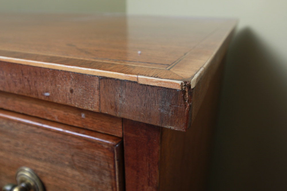 Antique Walnut Six-Drawer Chest with Inlay