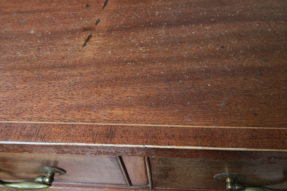 Antique Walnut Six-Drawer Chest with Inlay