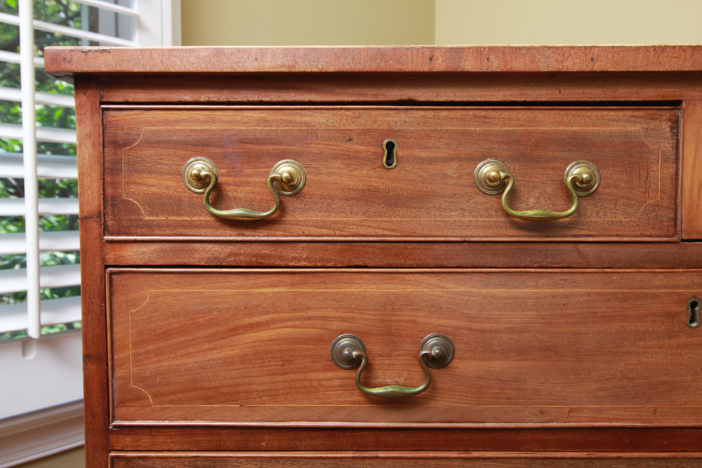 Antique Walnut Six-Drawer Chest with Inlay