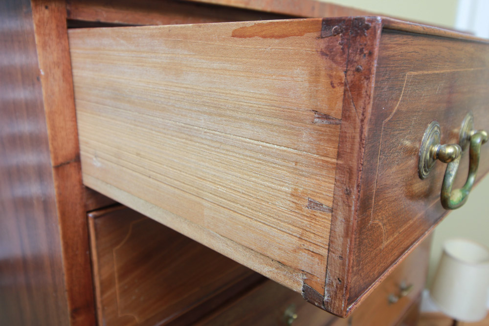 Antique Walnut Six-Drawer Chest with Inlay