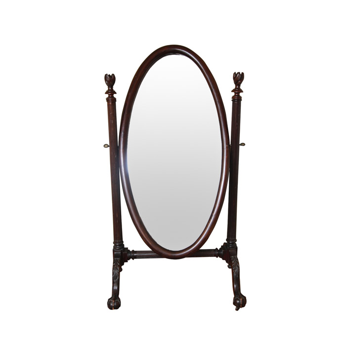 Vintage Chippendale Style Mahogany Cheval Mirror