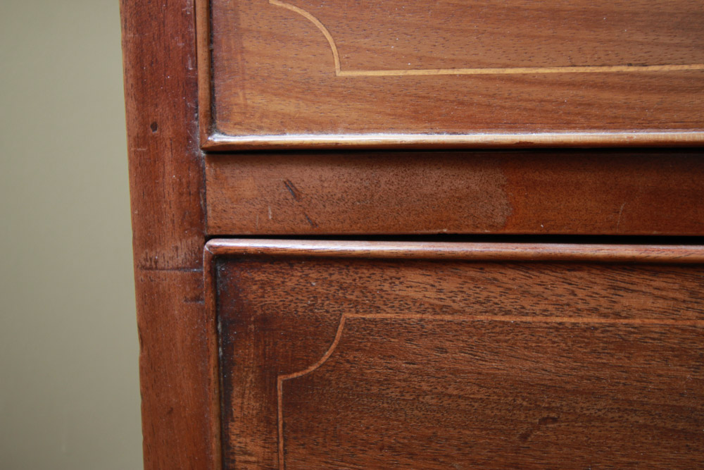Antique Walnut Six-Drawer Chest with Inlay