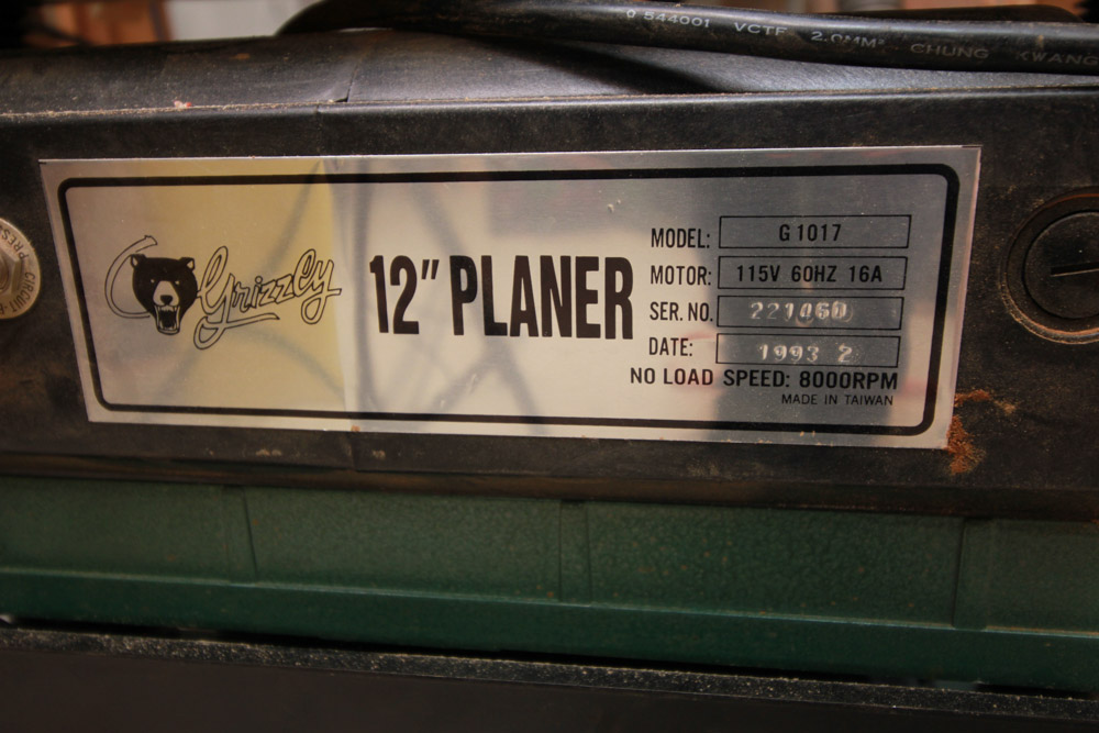 Grizzly 12" Surface Planer and Grizzly Hollow Chisel Mortiser Model G3183