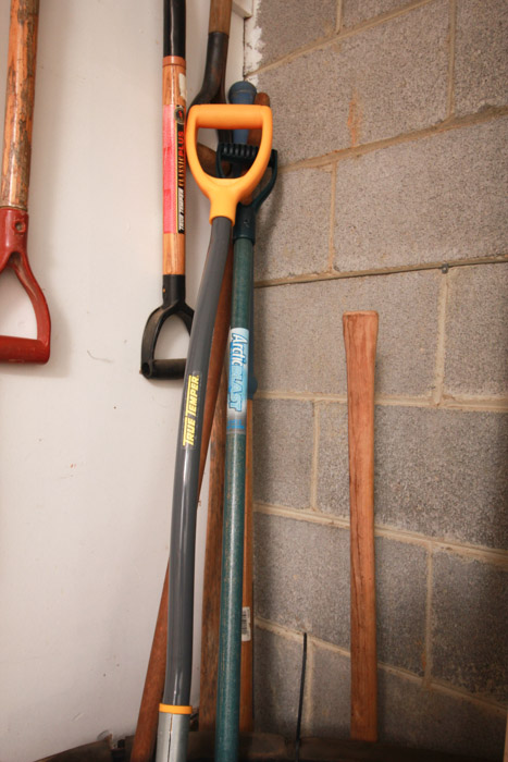 Yardwork Tools Including Shovels and Rakes