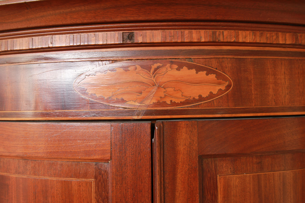 Vintage Mahogany Two-Part Corner Cabinet with Inlay