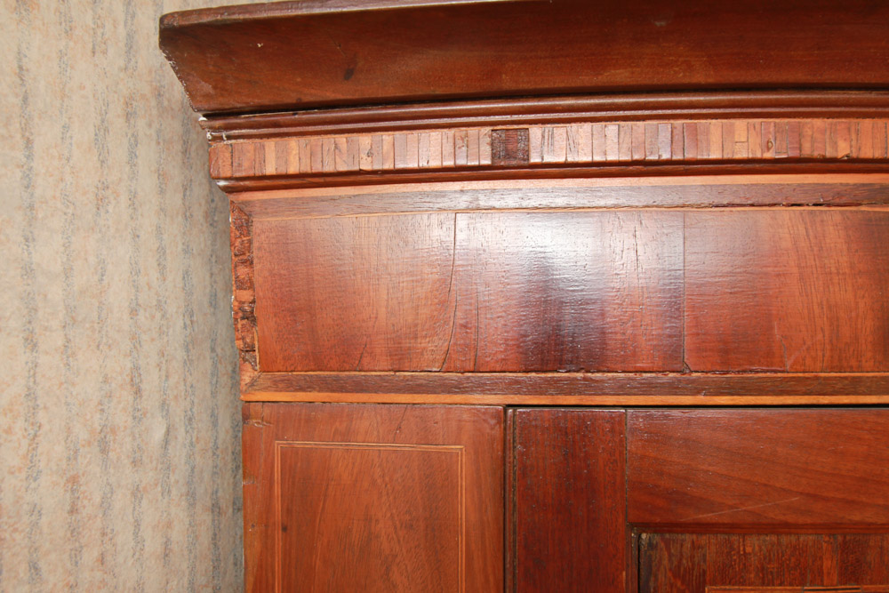 Vintage Mahogany Two-Part Corner Cabinet with Inlay