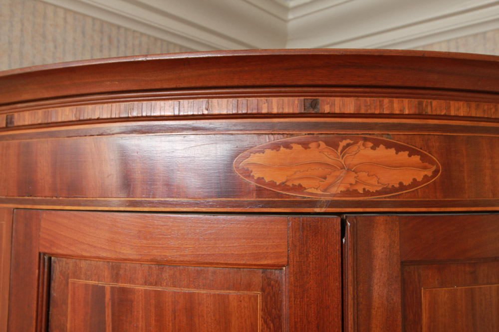 Vintage Mahogany Two-Part Corner Cabinet with Inlay