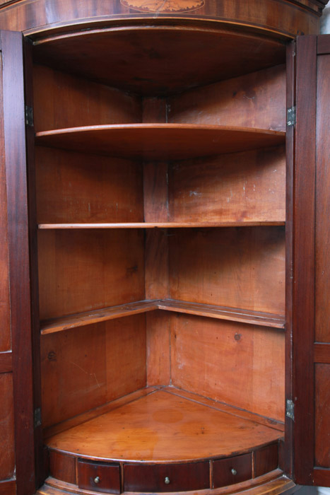 Vintage Mahogany Two-Part Corner Cabinet with Inlay