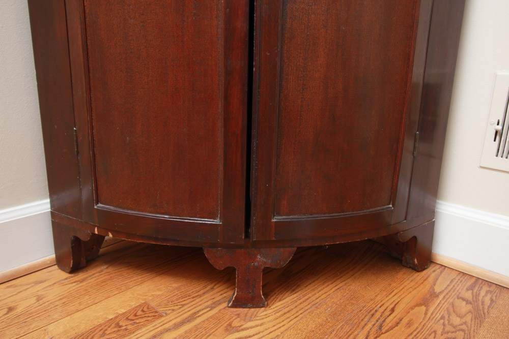 Vintage Mahogany Two-Part Corner Cabinet with Inlay