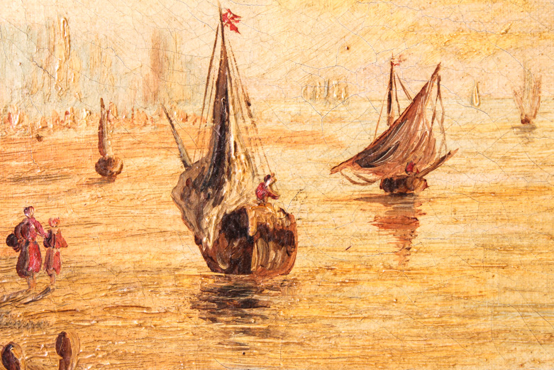 B. Stern Antique Maritime Oil Painting on Canvas