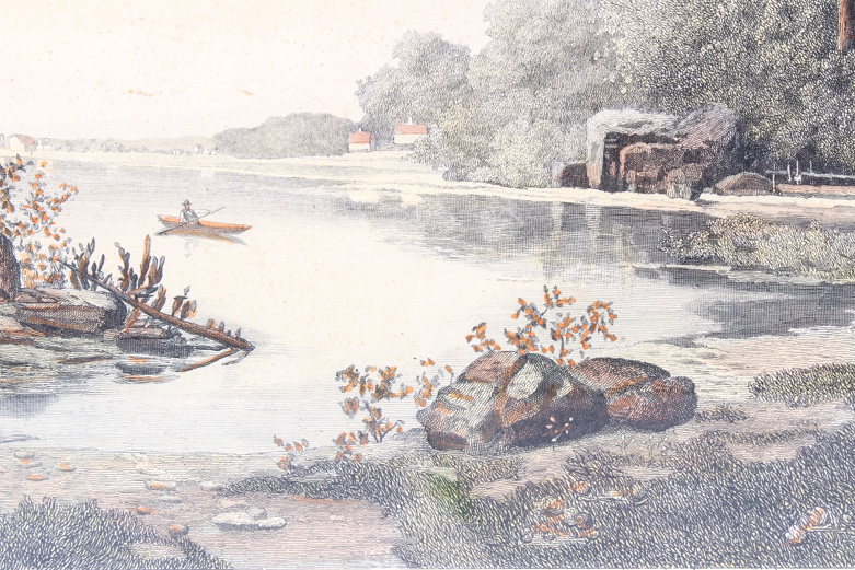 B. Grable Vintage Engraving on Paper "Hunting Scene"