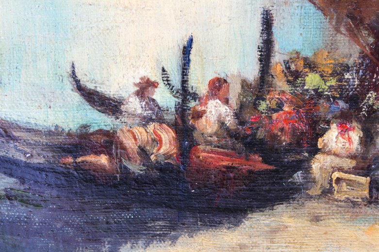 Nicholas Briganti Italian Harbor Scene Oil Painting on Canvas