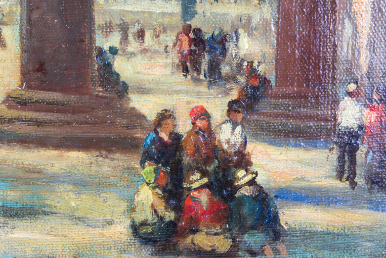 Nicholas Briganti Italian Harbor Scene Oil Painting on Canvas